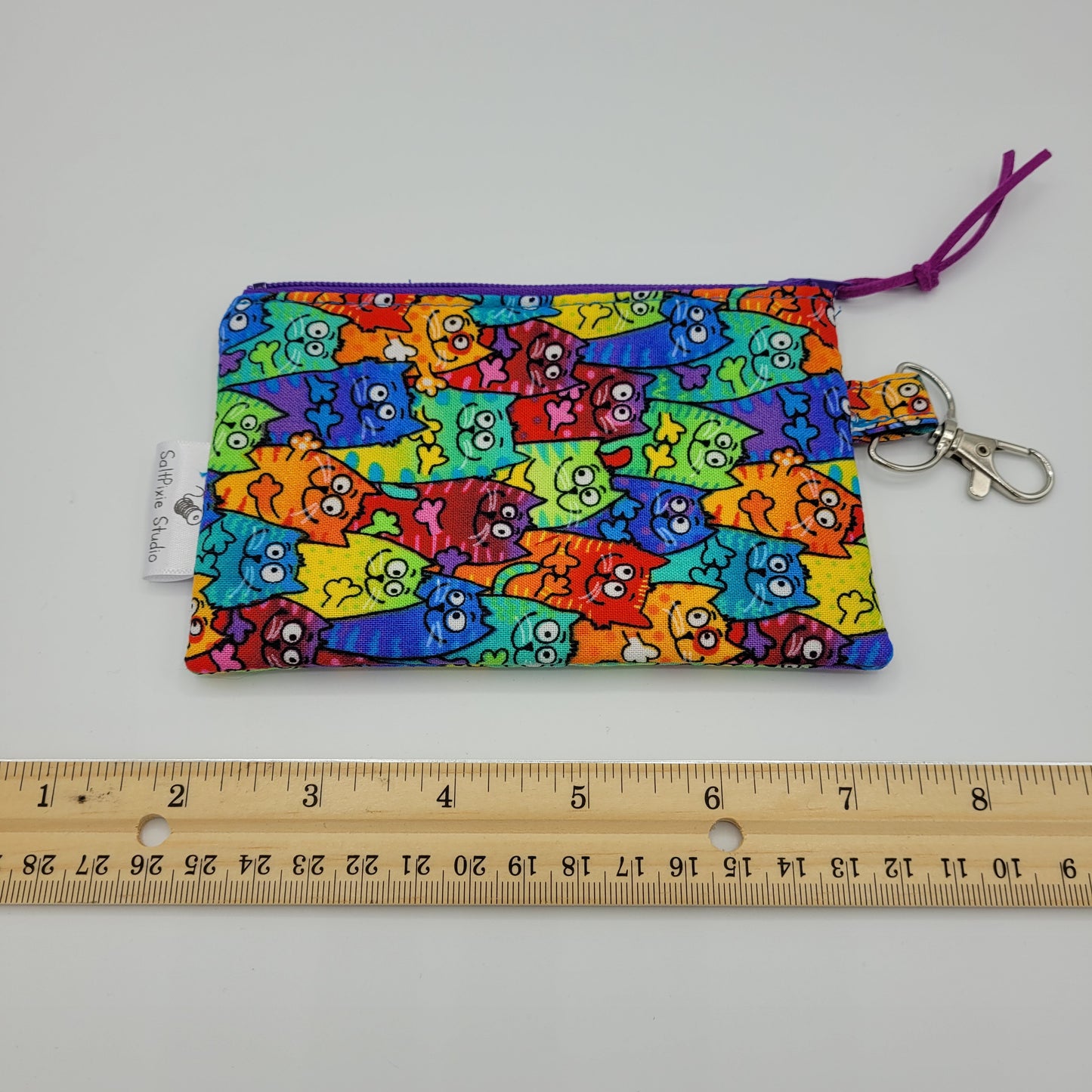 Mini Zipper Pouch | Quilter's Cotton | Cartoon Rainbow Cats