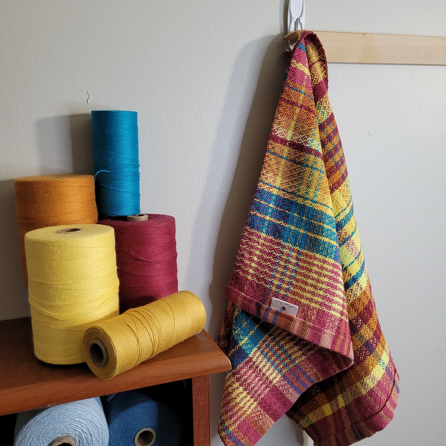 Dishtowel | Handwoven Kitchen Towel | 7 Color Stripes | Summer Sunset | Pink