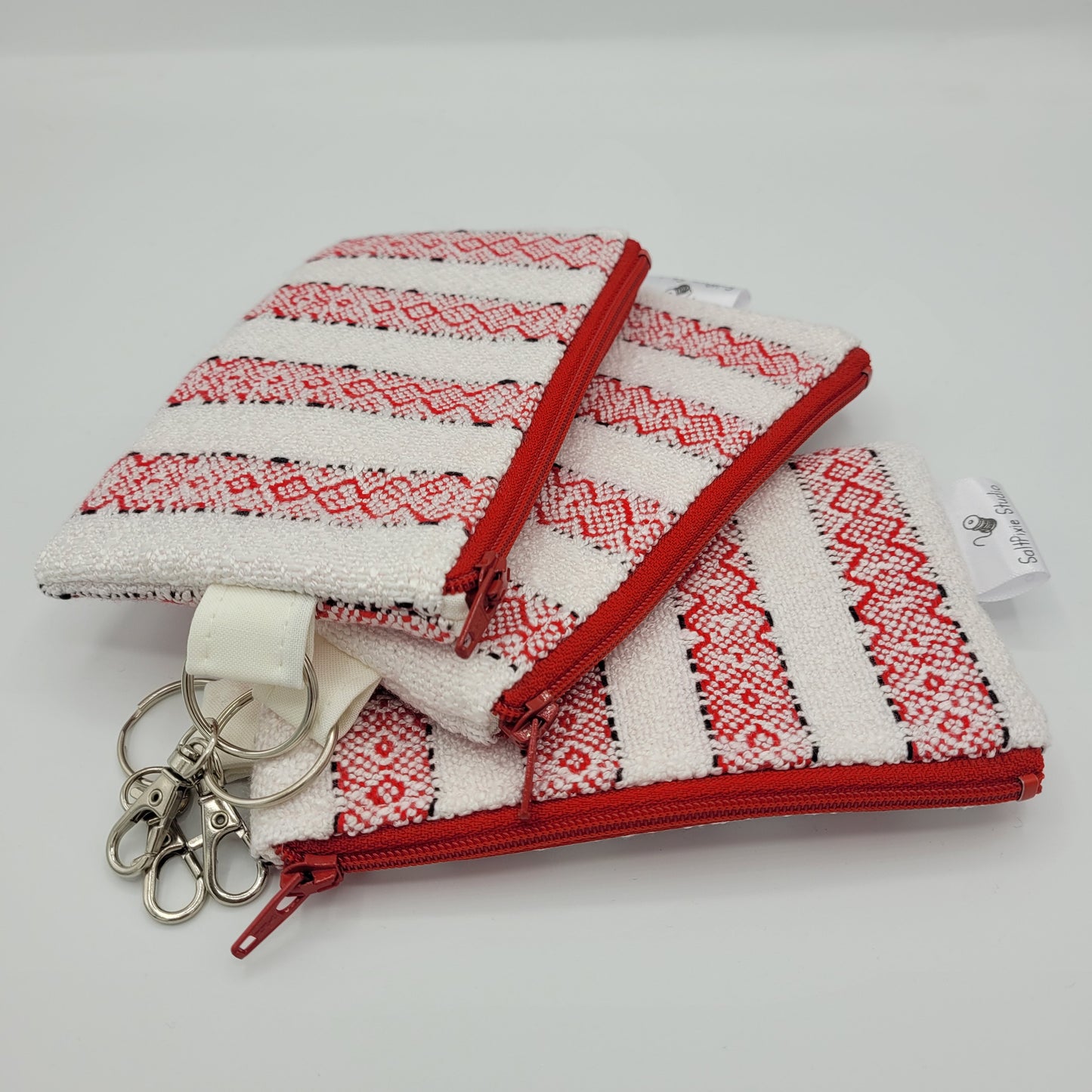 Mini Zipper Pouch | Handwoven Cotton | Candy Cane Stripes