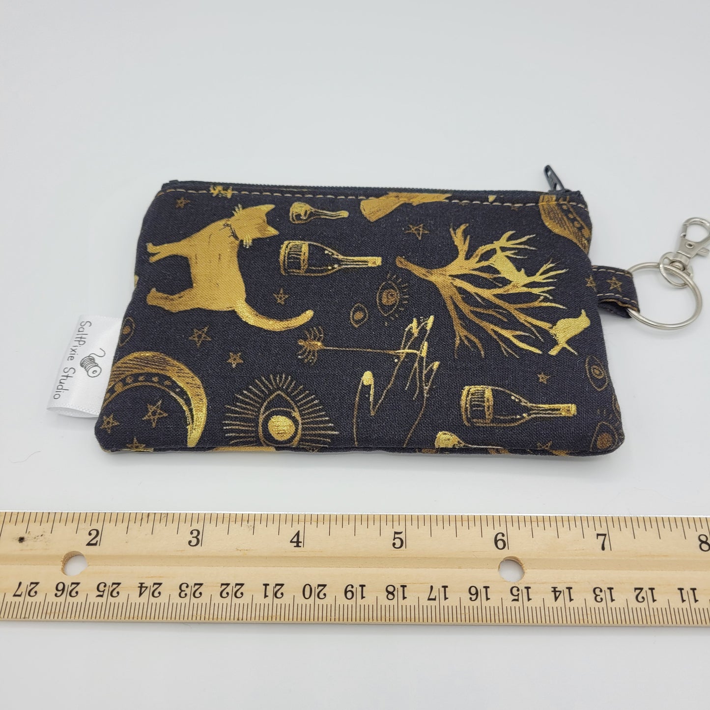 Mini Zipper Pouch | Quilter's Cotton | Witchy Gold Print