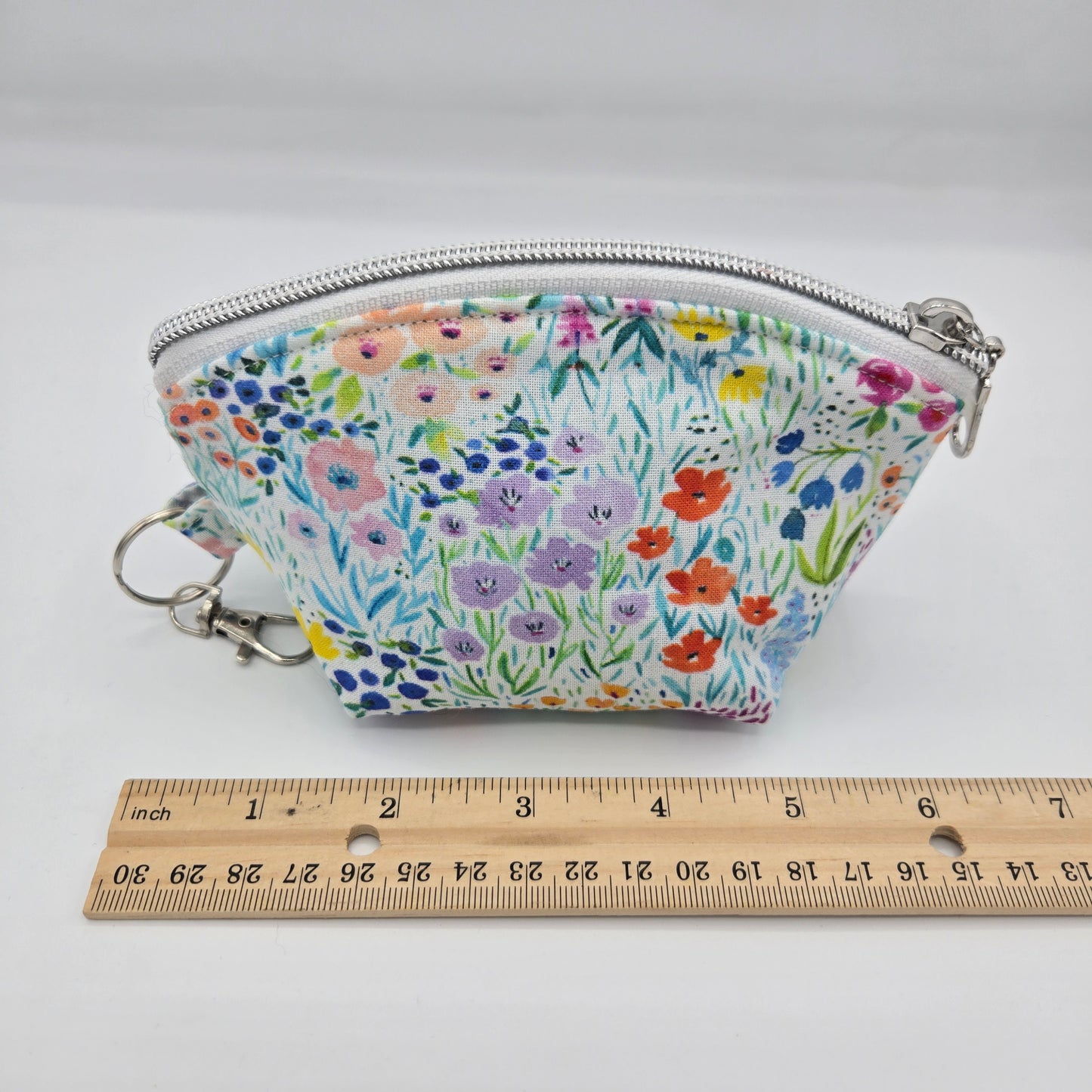 Curved Zipper Bag | Handwoven + Cotton | Gradient Rainbow | Small