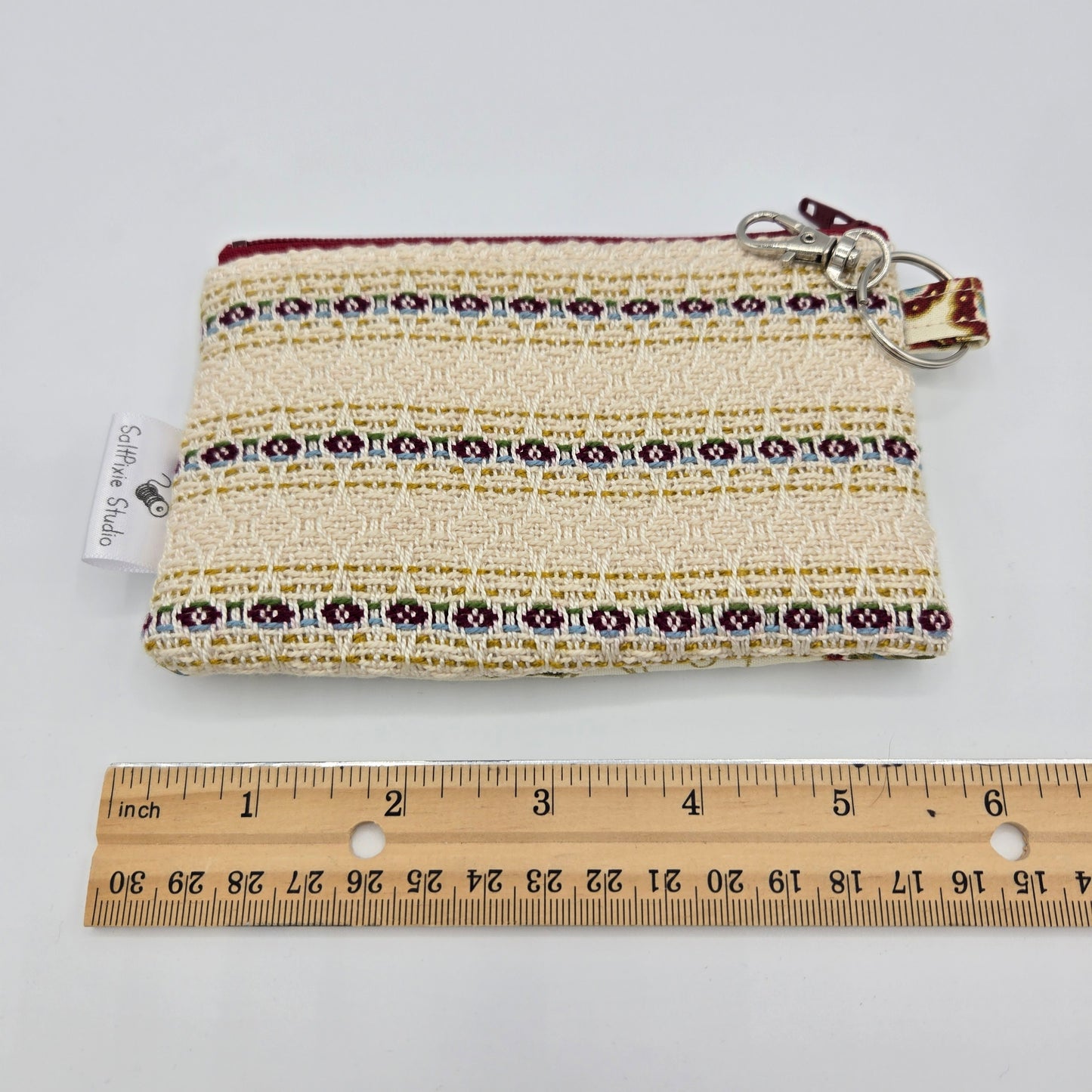 Mini Zipper Pouch | Handwoven + Cotton | Gold Lined Butterflies