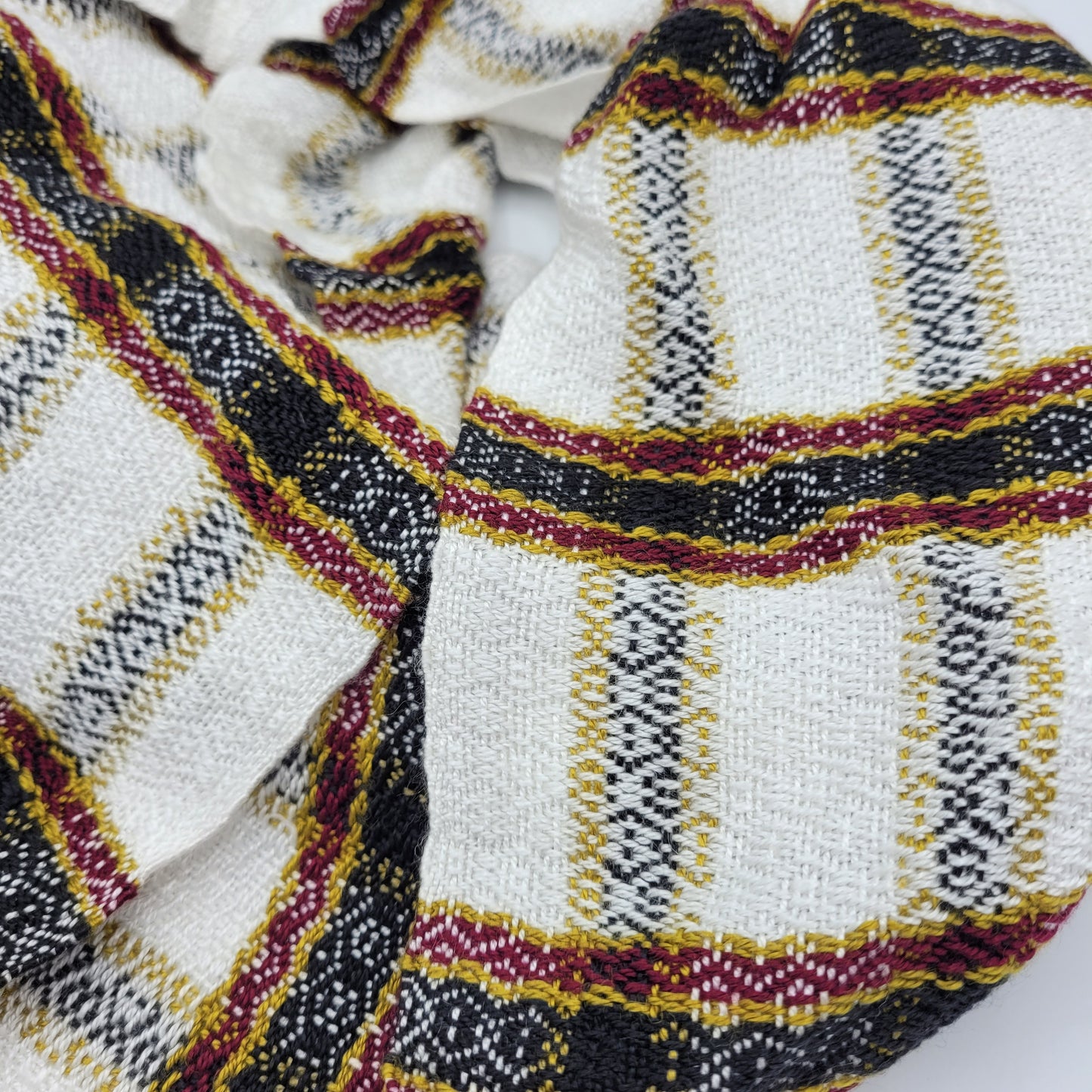 Cowl | Red/Gold/Black Stripes | Rayon & Tencel Blend | Twisted Mobius Cowl