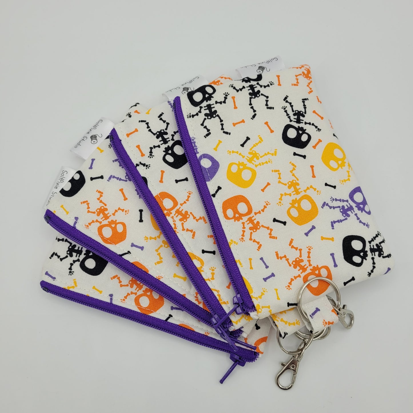 Mini Zipper Pouch | Quilter's Cotton | Dancing Skeletons