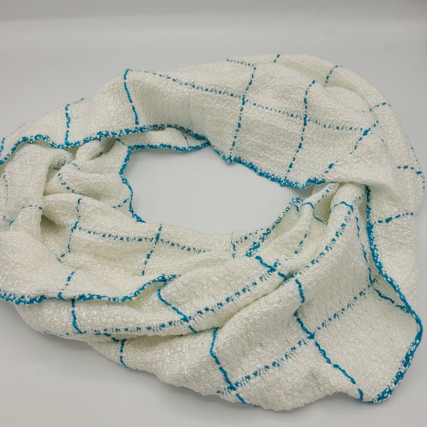 Cowl | Blue Lined Stripes | Rayon & Tencel Blend | Twisted Mobius Cowl