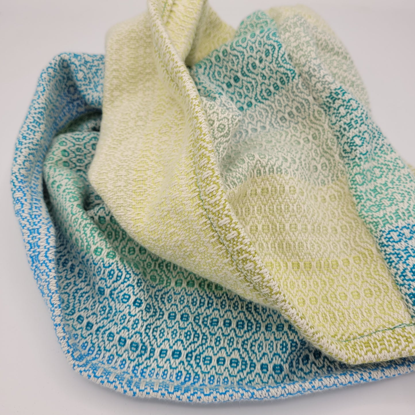 Handwoven Twisted Cowl | Seaglass | Cotton | Folded Edge