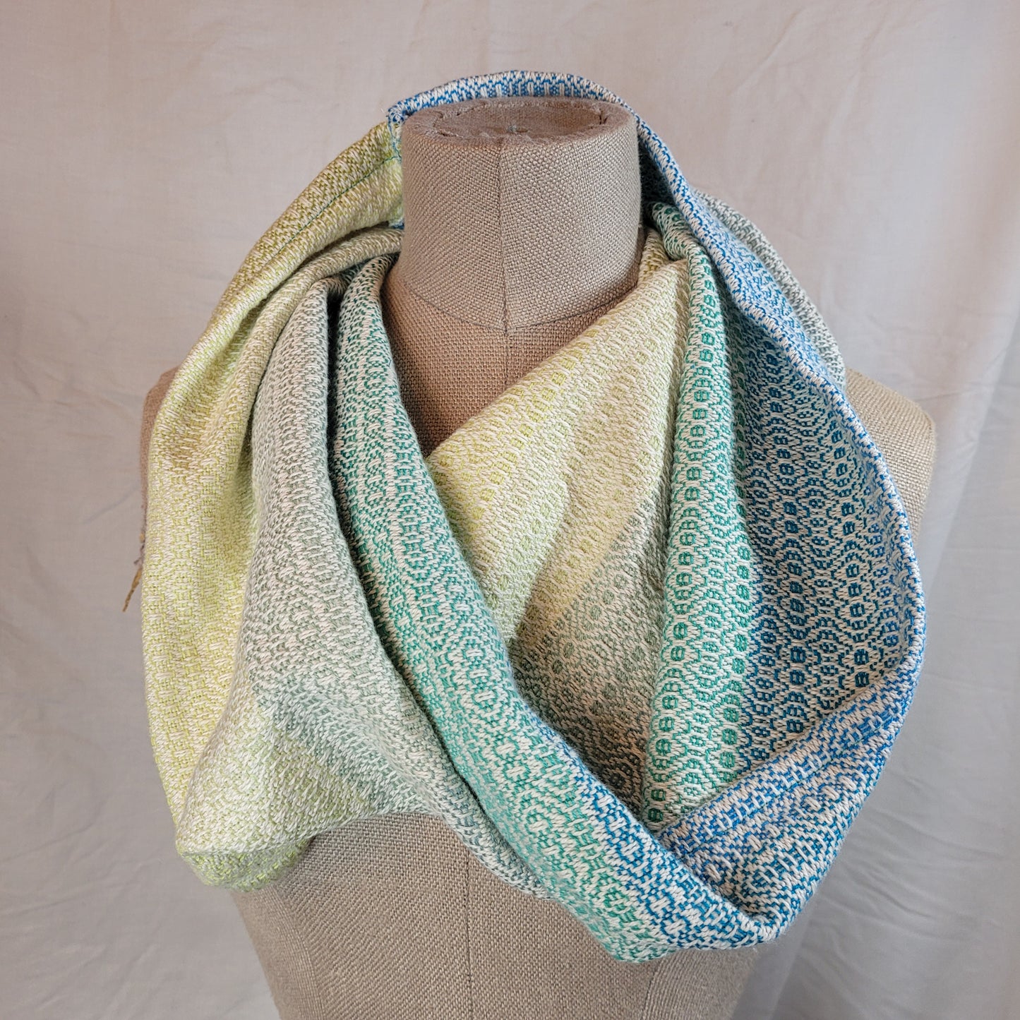 Handwoven Twisted Cowl | Seaglass | Cotton | Folded Edge
