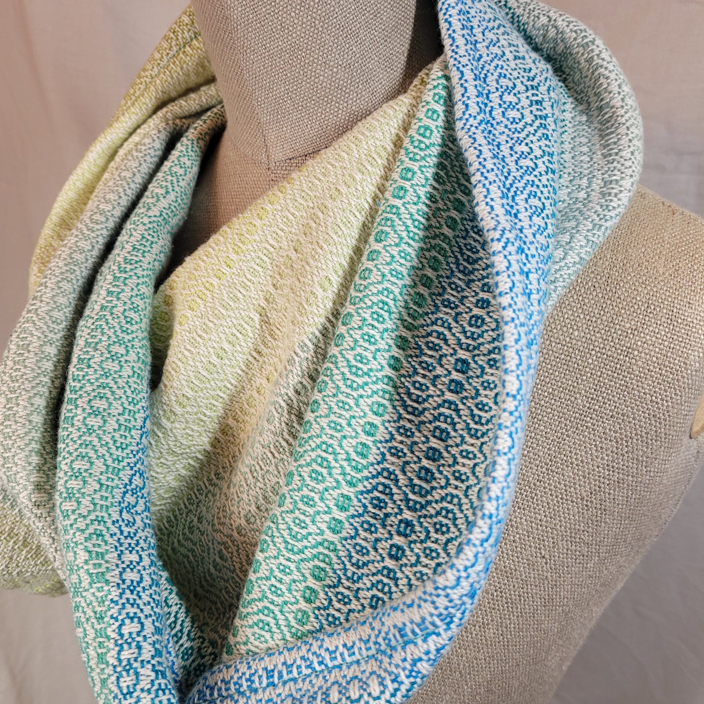 Handwoven Twisted Cowl | Seaglass | Cotton | Folded Edge