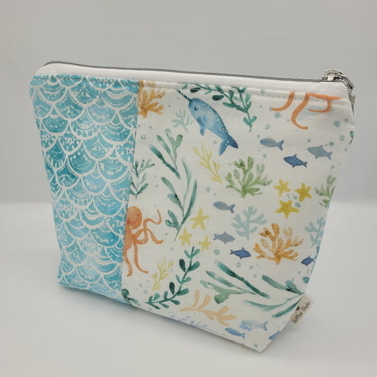 Zipper Pouch | Cecily Bag | Nautical Print Split | Medium