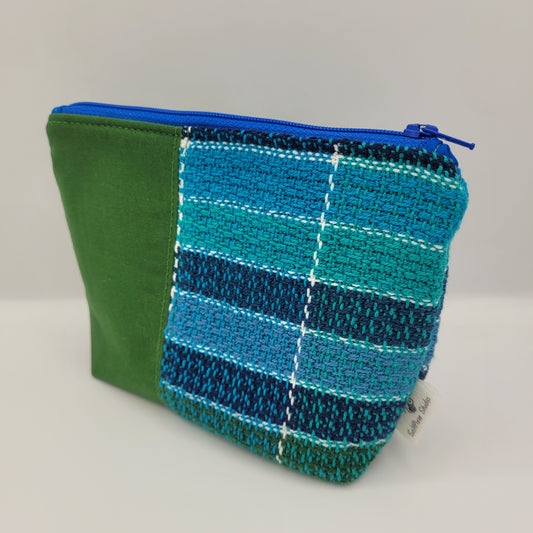Zipper Pouch | Cecily Bag | Handwoven Greens & Blues | Small