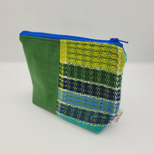 Zipper Pouch | Cecily Bag | Handwoven Greens & Blues | Small
