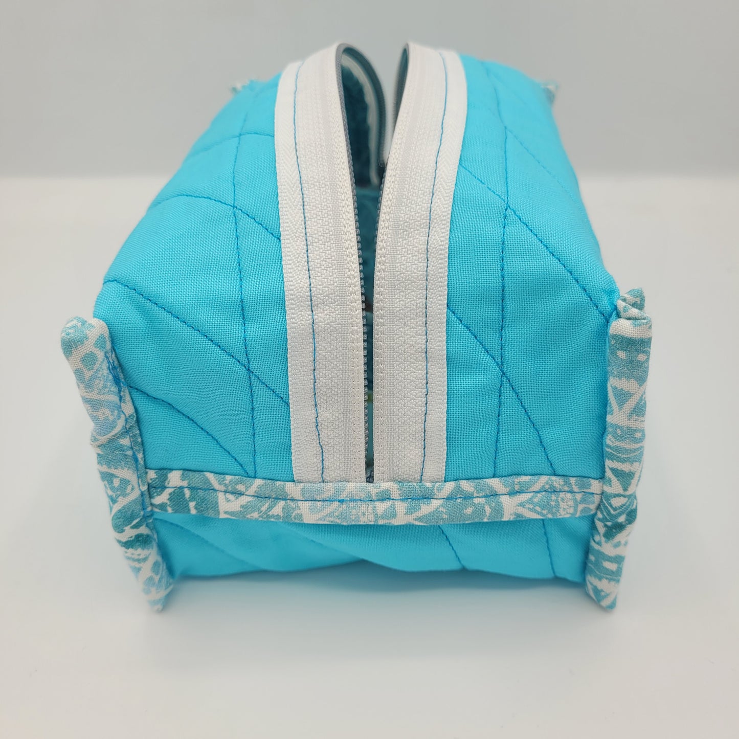 Zipper Box Bag | Holland Pouch | Blue White Nautical Print | Small