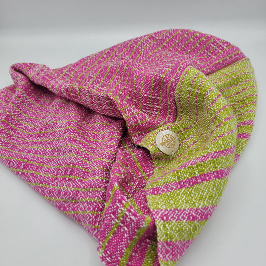 Cowl | Pink & Green | Cotton & Tencel Blend | Twisted Mobius Cowl