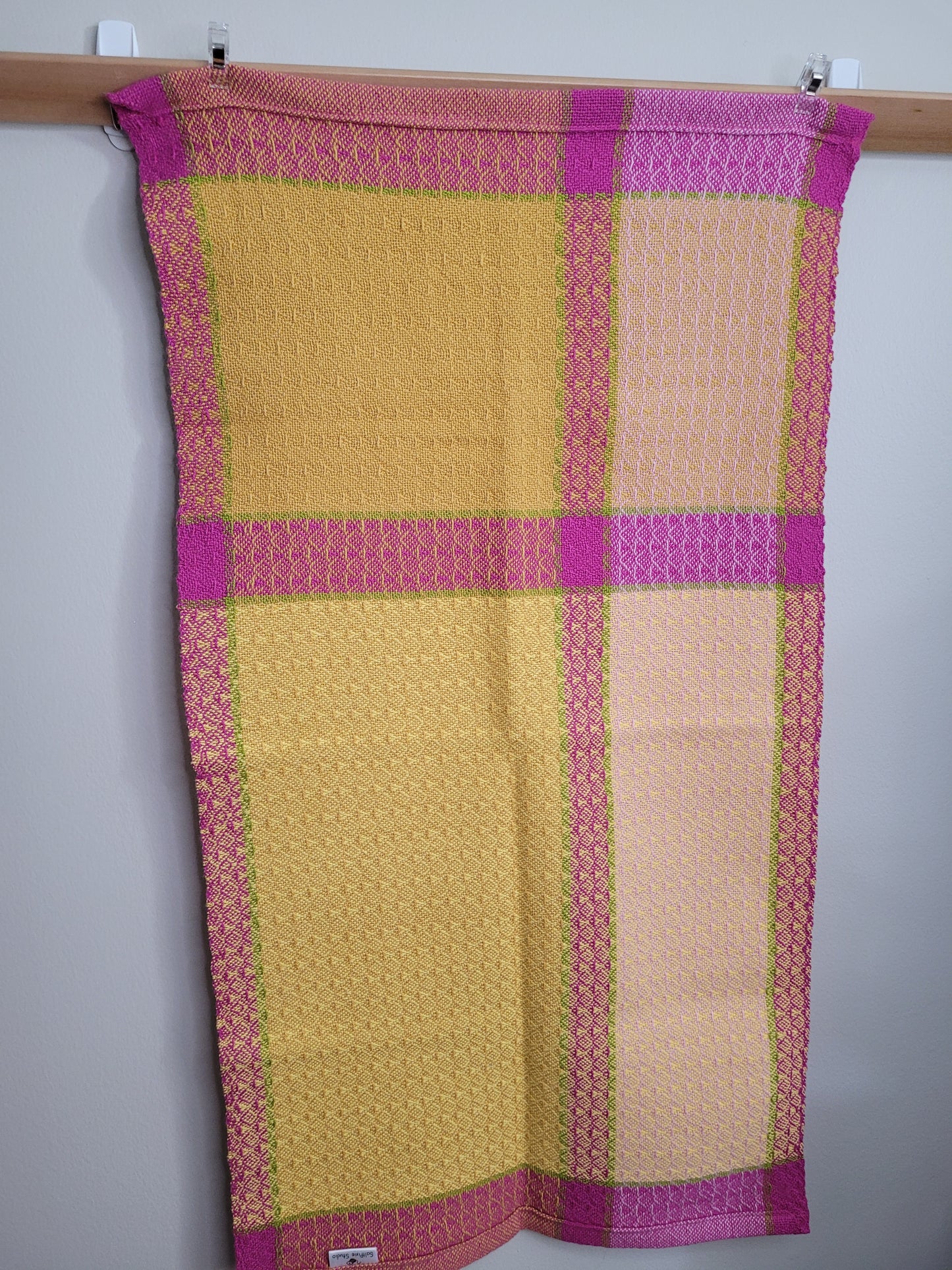 Dishtowel | Handwoven Kitchen Towel | Strawberry Lemonade | Pink, Yellows, Lime Green | Variant 6
