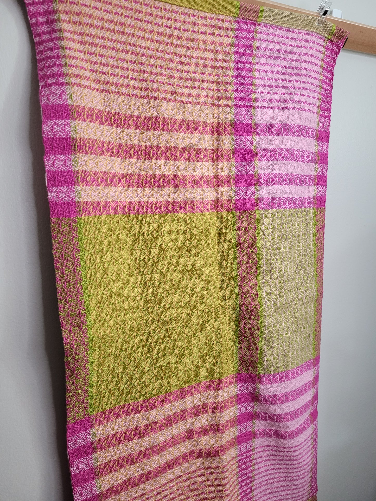 Dishtowel | Handwoven Kitchen Towel | Strawberry Lemonade | Pink, Yellows, Lime Green | Variant 7