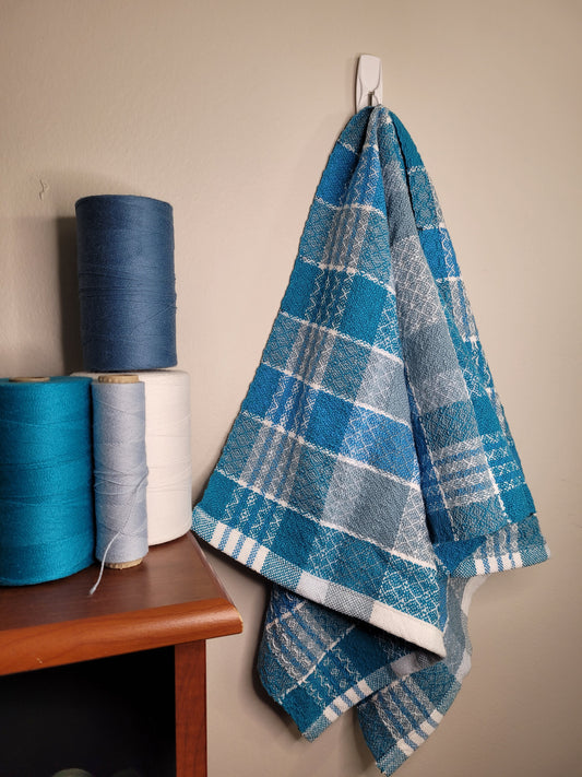 Dishtowel | Handwoven Kitchen Towel | Beachside Blues | Blues & White | Variant 4
