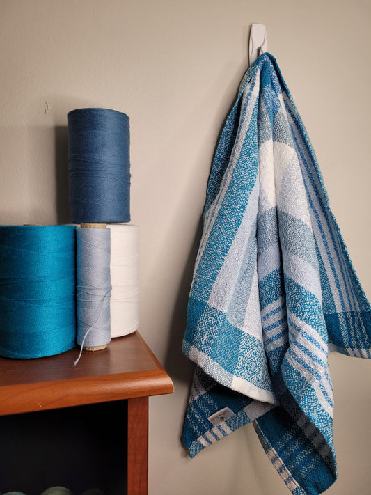 Dishtowel | Handwoven Kitchen Towel | Beachside Blues | Blues & White | Variant 6