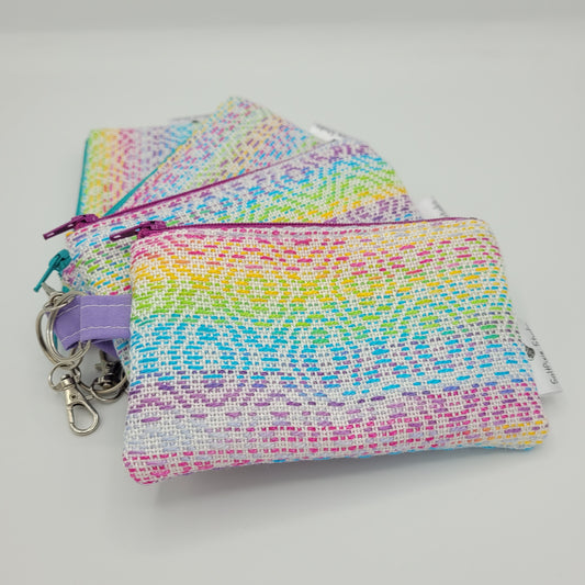 Mini Zipper Pouch | Handwoven Rayon & Tencel | Gradient Rainbow