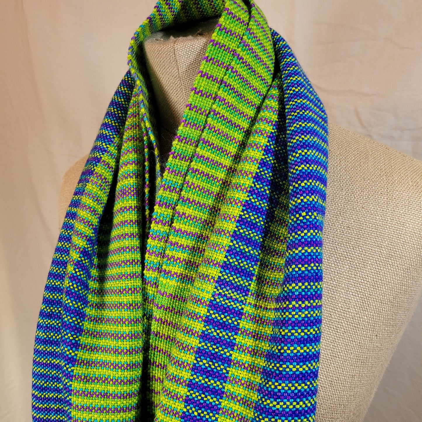 Handwoven Scarf | Wrap | Green & Blue Blend | Wool Silk Blend
