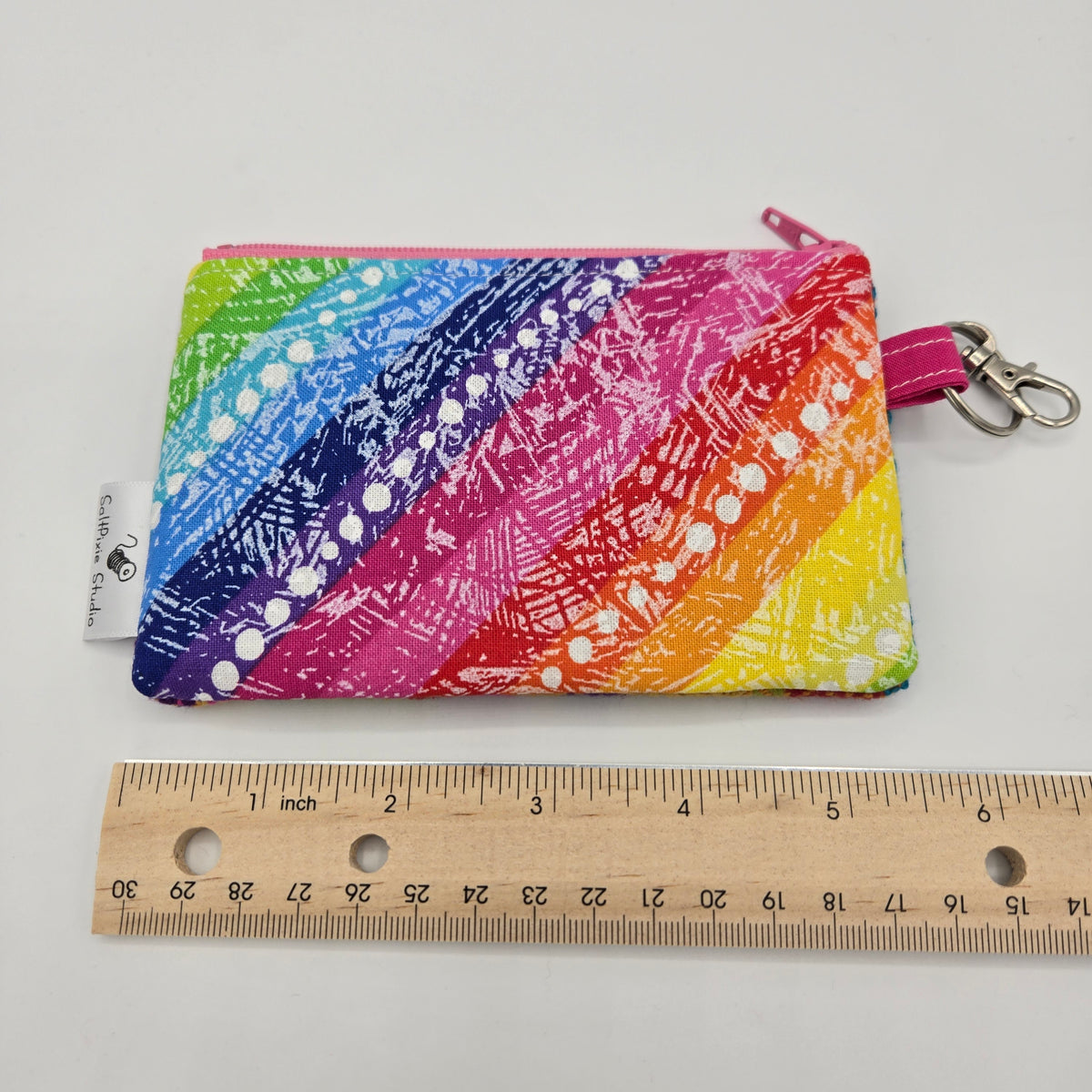 Mini Zipper Pouch | Handwoven Cotton | Rainbow Stripes