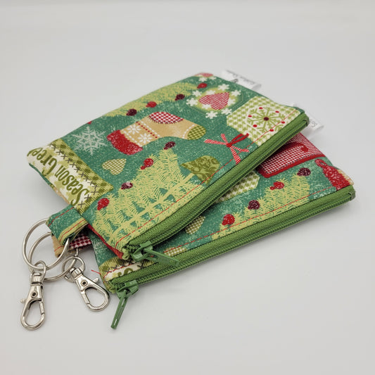 Mini Zipper Pouch | Quilter's Cotton | Holiday Stocking Print