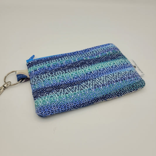 Mini Zipper Pouch | Handwoven Tencel | Tidal Waves