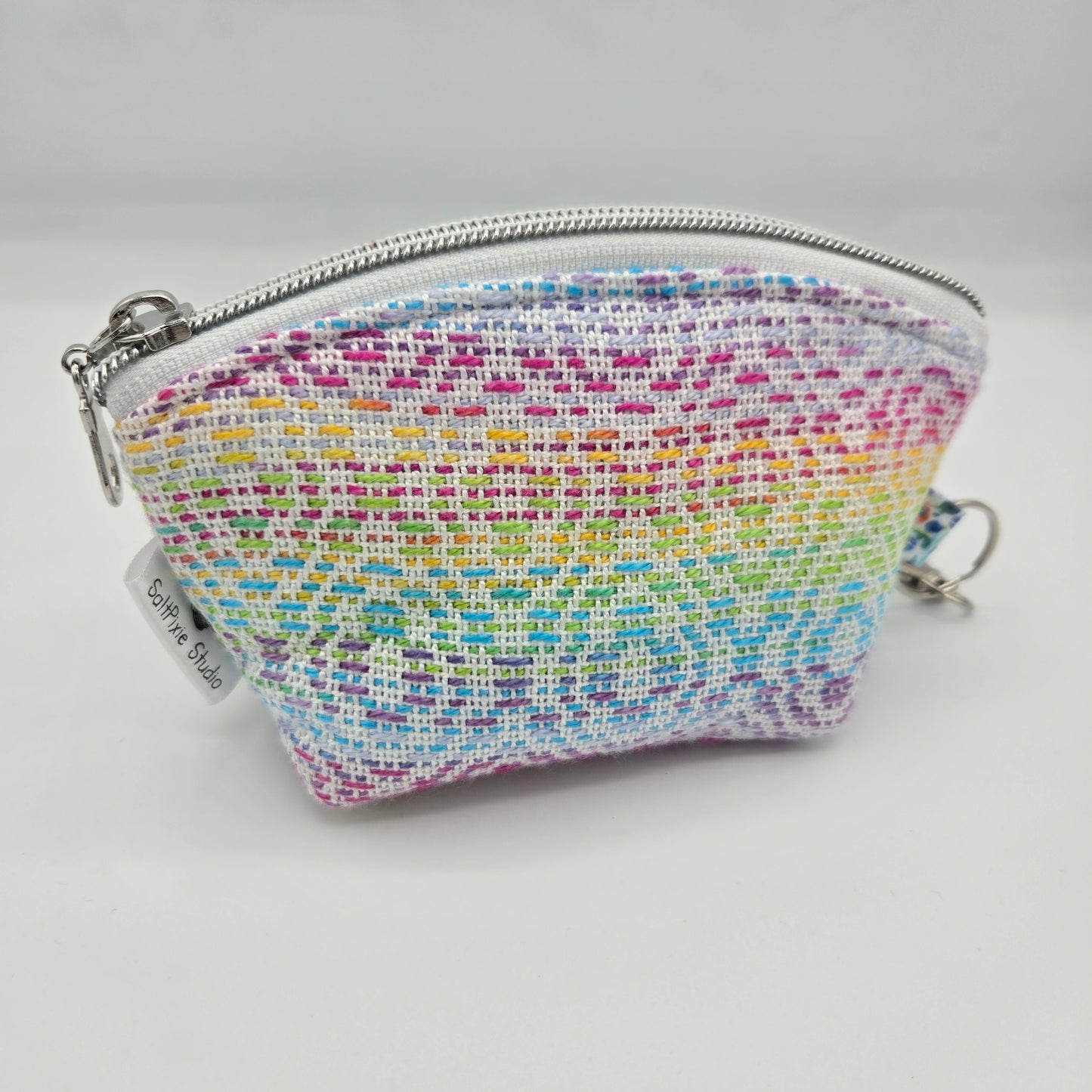 Curved Zipper Bag | Handwoven + Cotton | Gradient Rainbow | Small