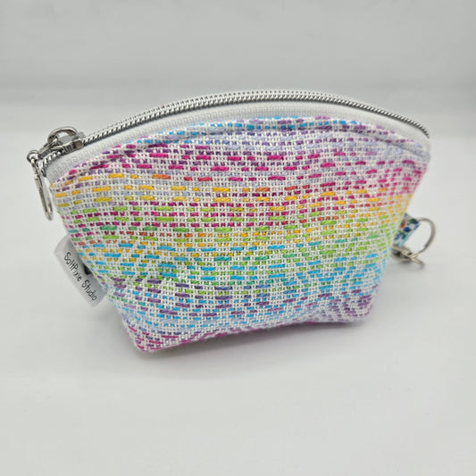 Curved Zipper Bag | Handwoven + Cotton | Gradient Rainbow | Small
