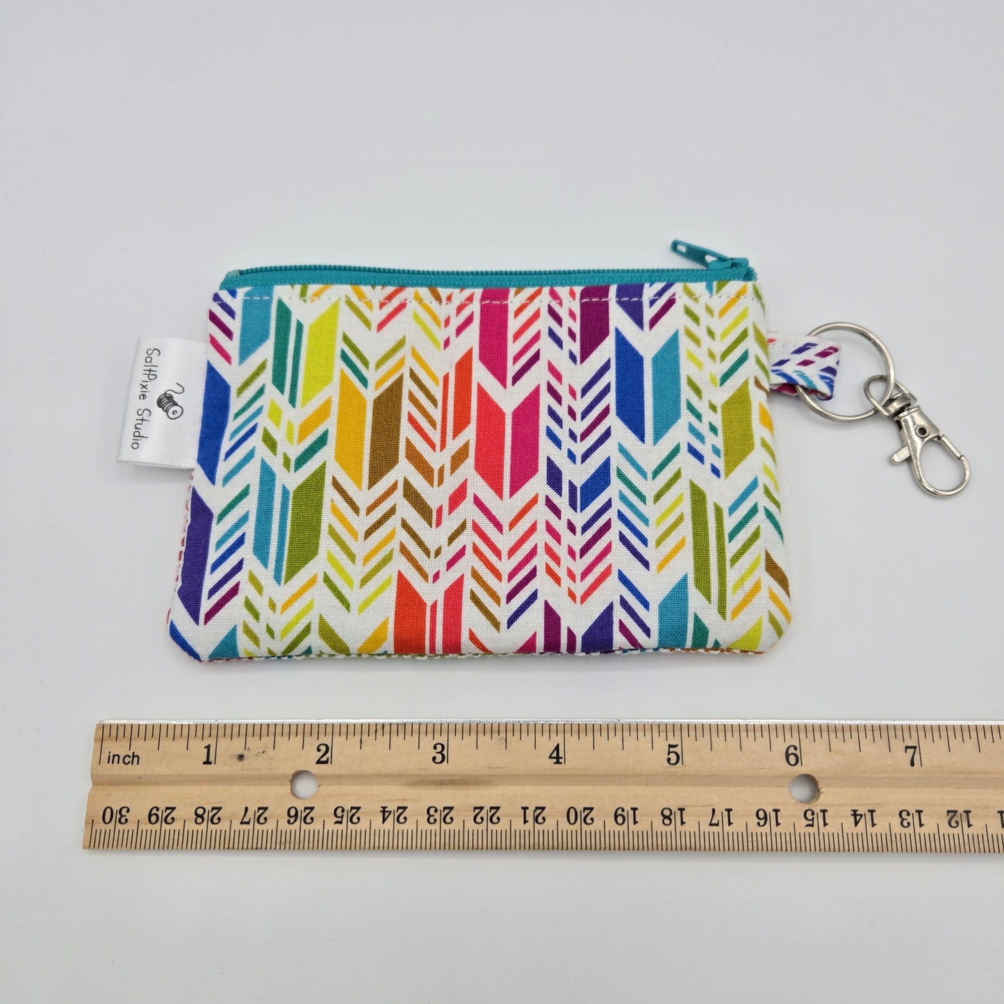 Mini Zipper Pouch | Handwoven Cotton & Tencel | Rainbow Arrows