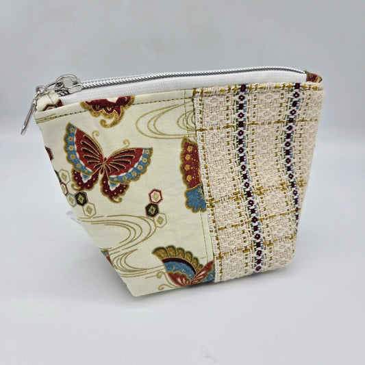 Trinket Bag | Handwoven + Cotton | Gold Lined Butterflies