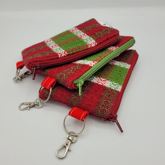 Mini Zipper Pouch | Handwoven Cotton | Holiday Stripes