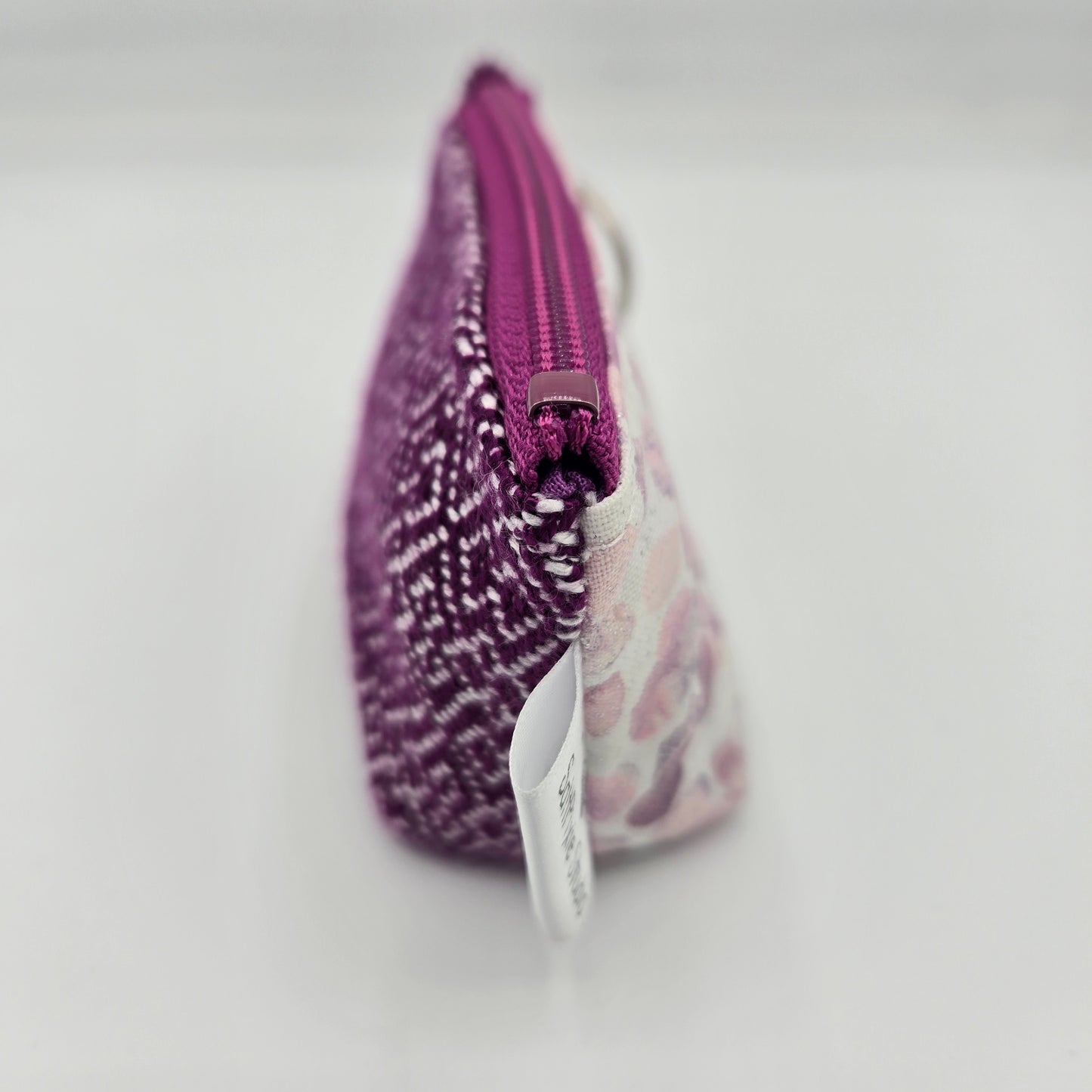 Super Tiny Mini Zip Clip Pouch | Handwoven & Tencel | Pink Diamonds and Bubbles