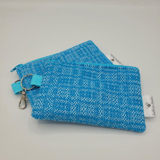 Mini Zipper Pouch | Handwoven Cotton & Tencel | Turquoise Boxes