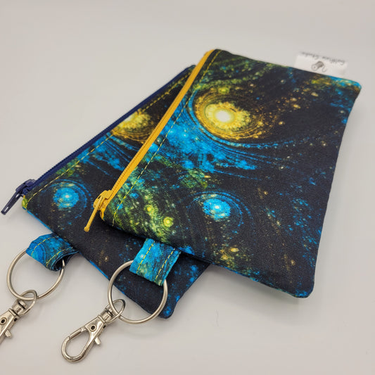 Mini Zipper Pouch | Quilter's Cotton | Blue/Yellow Nebula Print