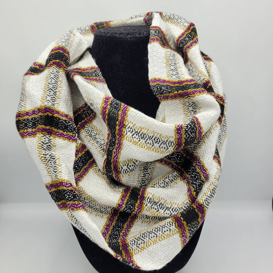 Cowl | Magenta/Gold/Black Stripes | Rayon & Tencel Blend | Twisted Mobius Cowl