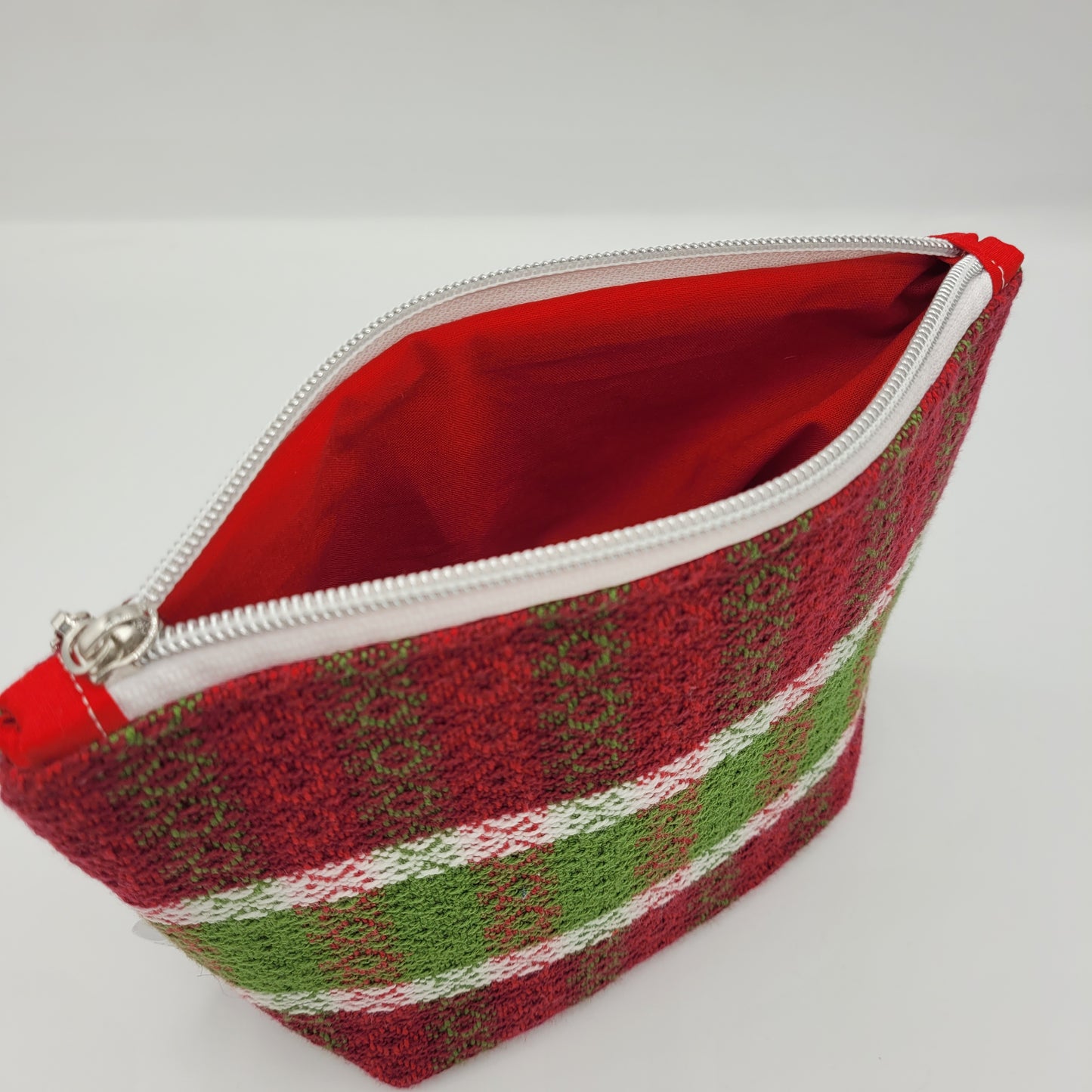 Zipper Pouch | Cecily Bag | Handwoven Holiday Stripes | Medium