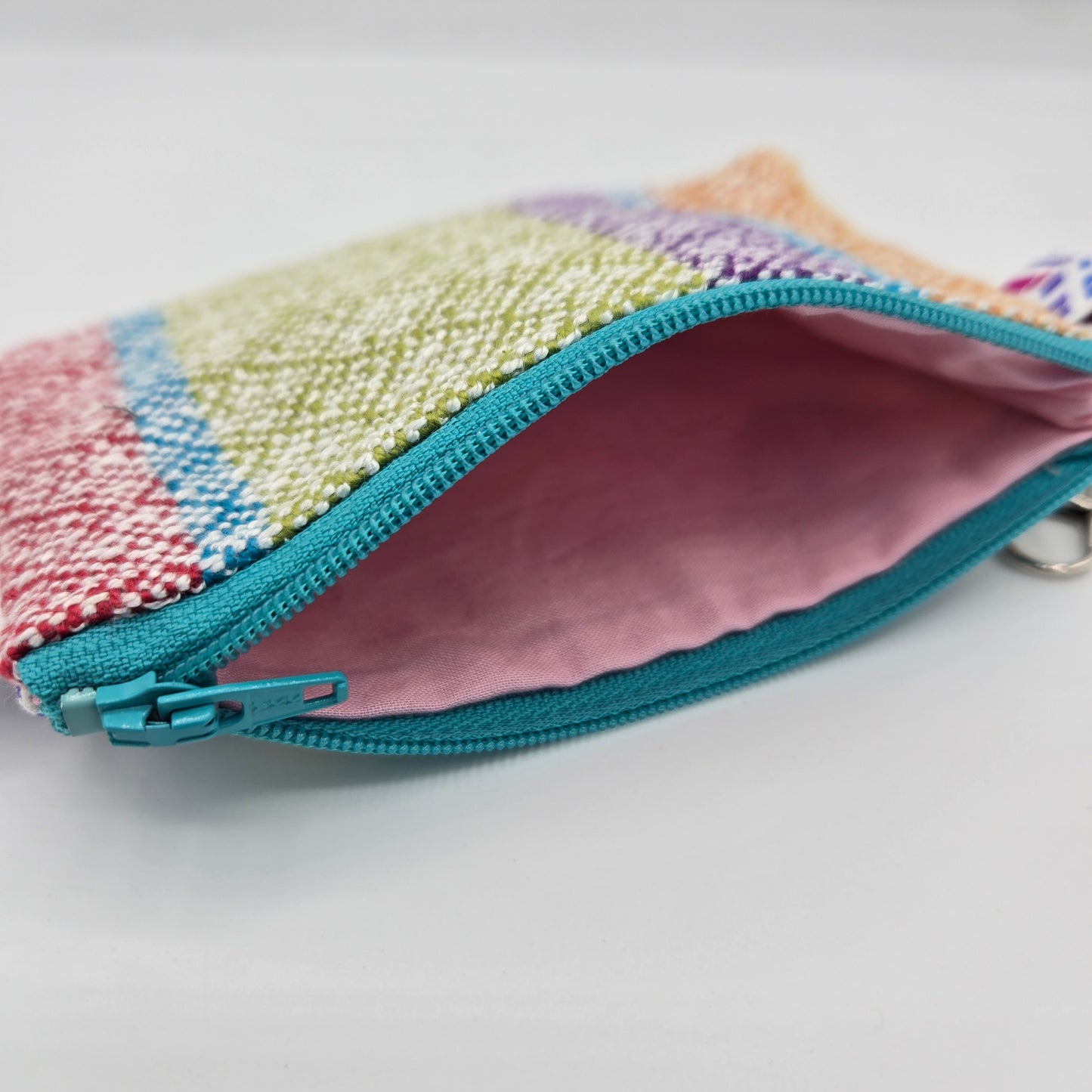 Mini Zipper Pouch | Handwoven Cotton & Tencel | Rainbow Arrows