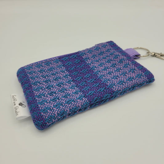 Mini Zipper Pouch | Handwoven Tencel + Cotton | Purple/Blue