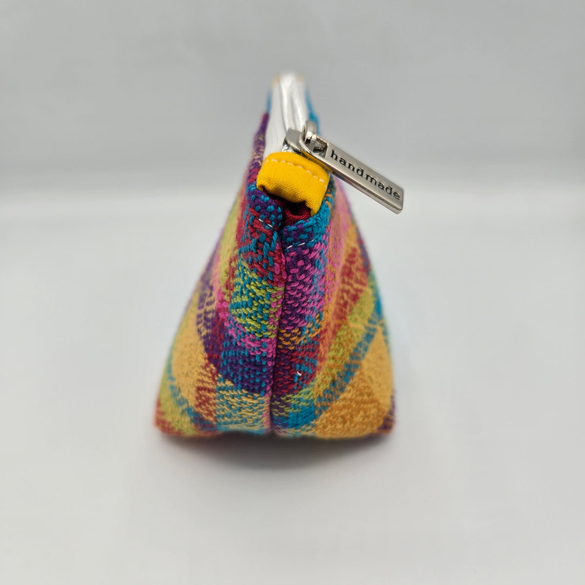 Trinket Bag | Handwoven + Cotton | Turqouise and Rainbow