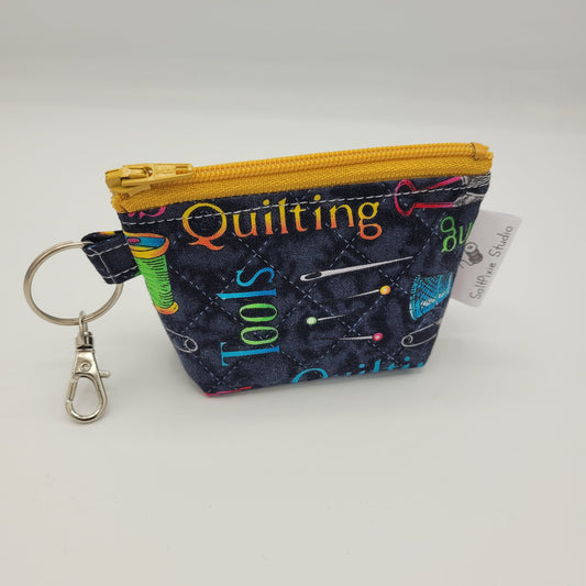 Super Tiny Mini Zip Clip Pouch | Cotton | Sewing Theme