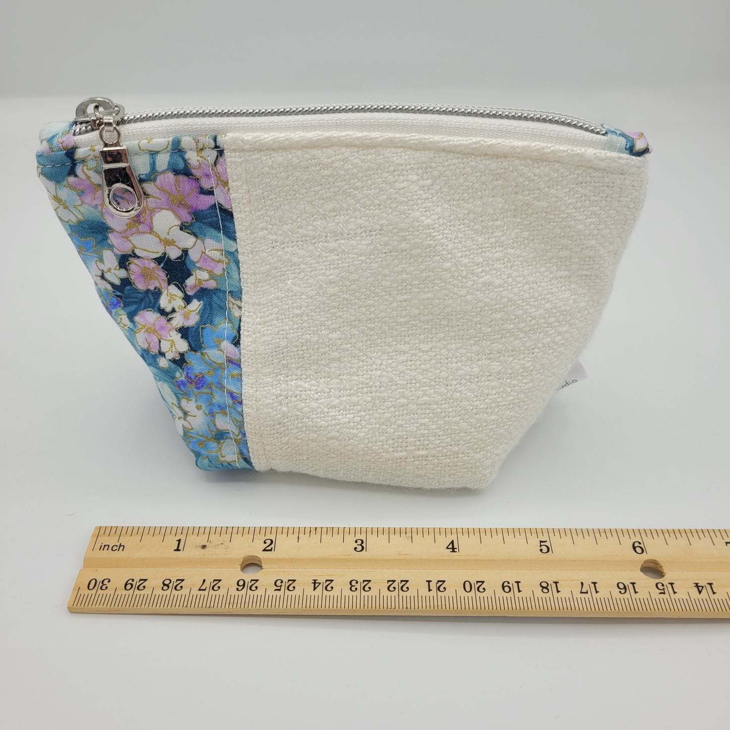 Trinket Bag | Handwoven + Cotton | White and Floral Print