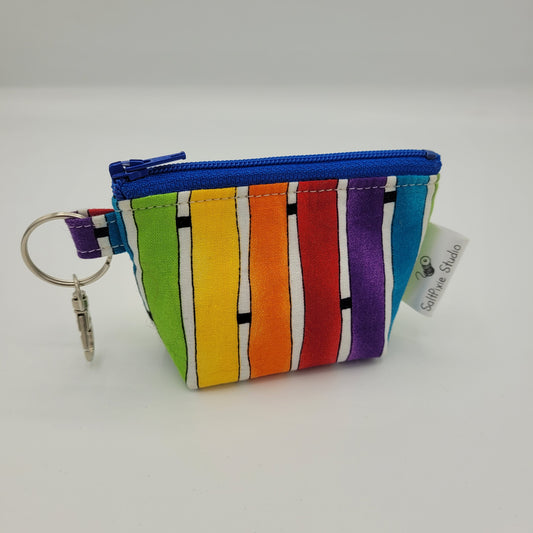 Super Tiny Mini Zip Clip Pouch | Cotton | Rainbow Stripes