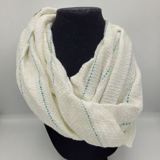 Cowl | Blue Warp Stripes | Rayon & Tencel Blend | Twisted Mobius Cowl