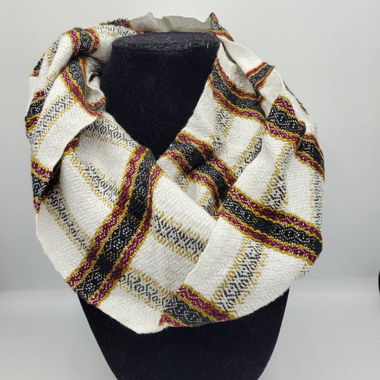 Cowl | Red/Gold/Black Stripes | Rayon & Tencel Blend | Twisted Mobius Cowl
