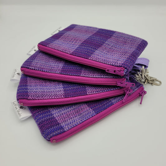 Mini Zipper Pouch | Handwoven Cotton & Tencel | Gradient Purples Plainweave