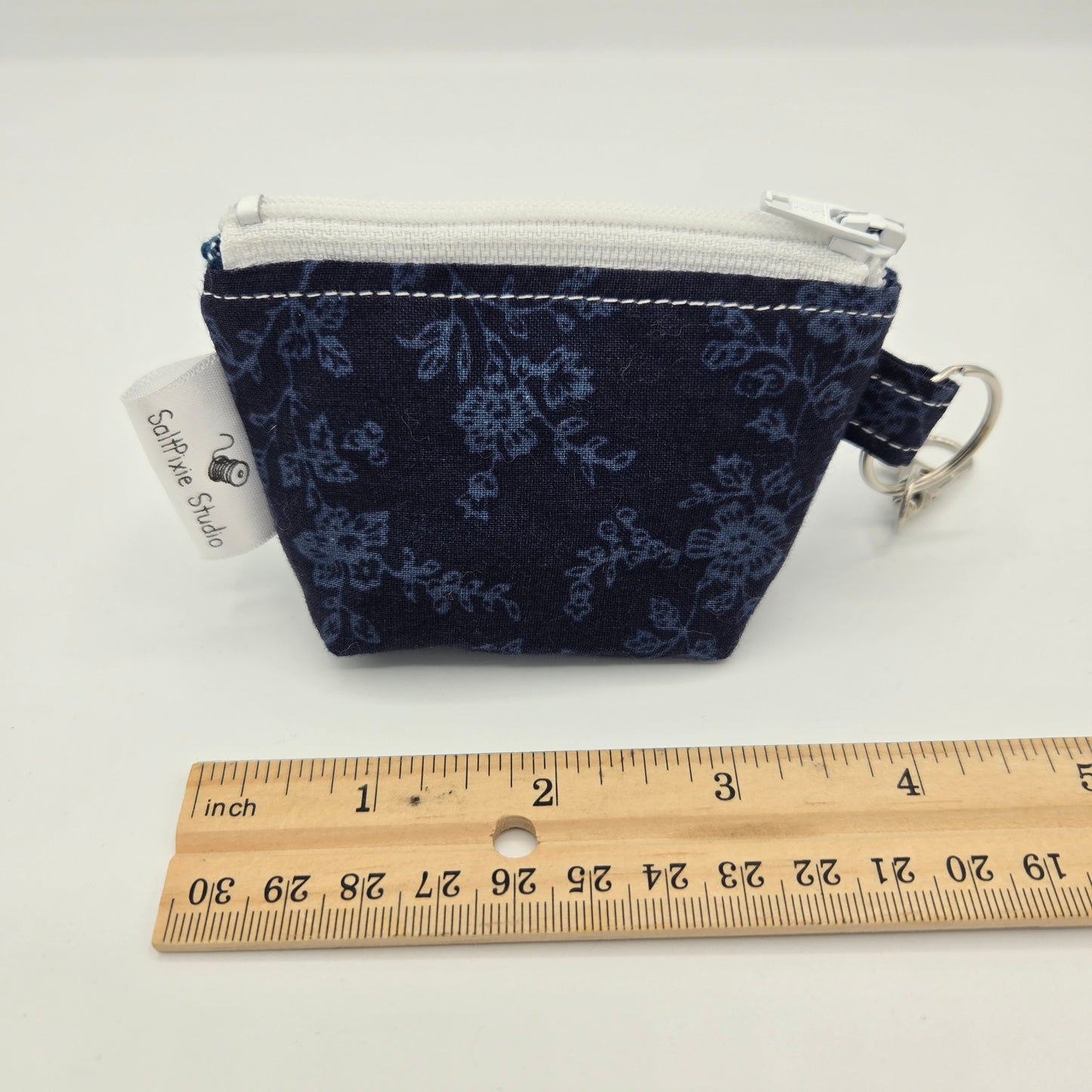 Super Tiny Mini Zip Clip Pouch | Handwoven & Tencel | Blue Gradient Hexagons
