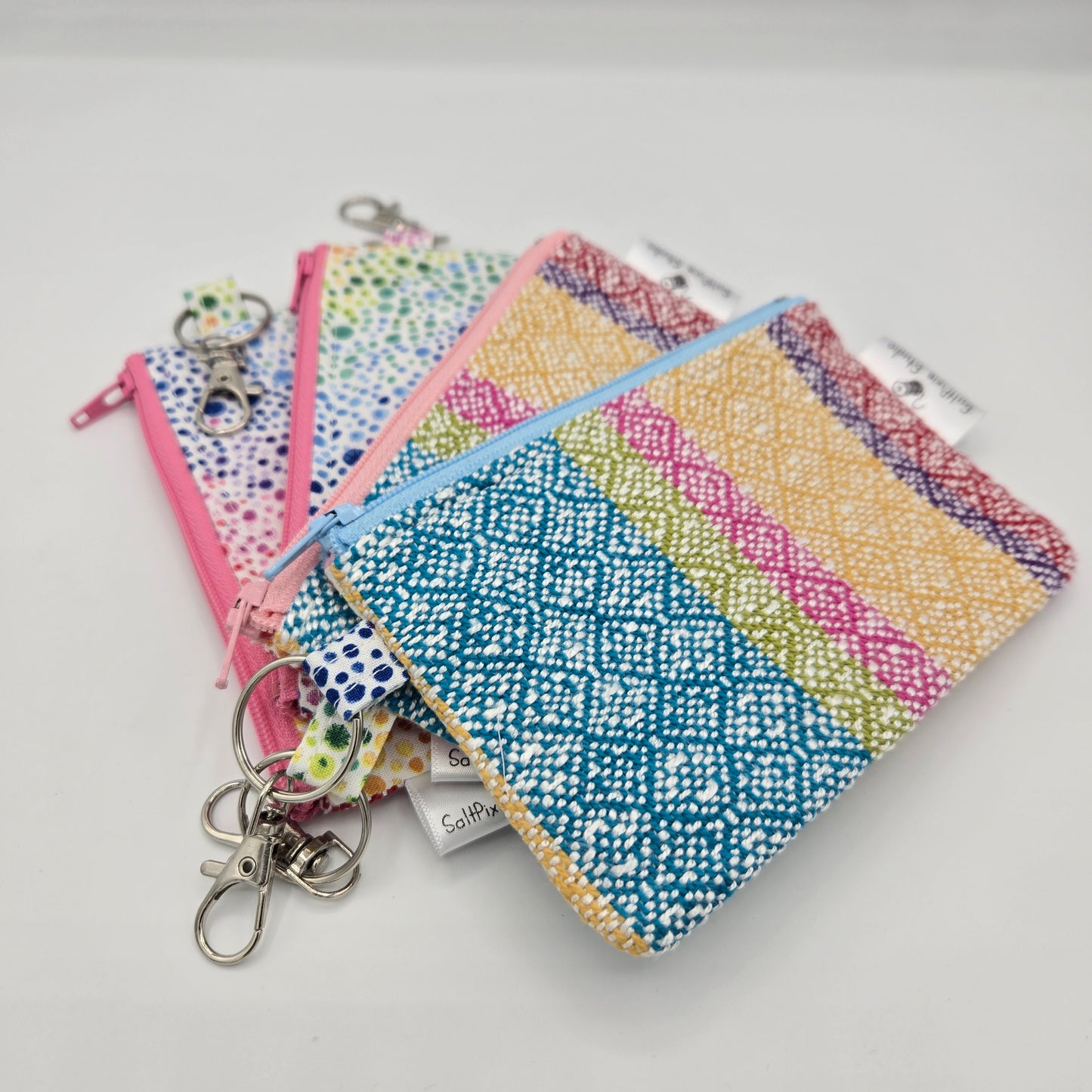 Mini Zipper Pouch | Handwoven Cotton & Tencel | Rainbow Dot Gradient