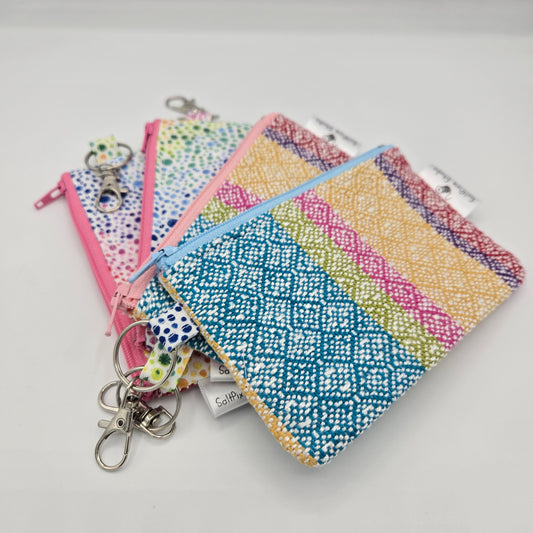 Mini Zipper Pouch | Handwoven Cotton & Tencel | Rainbow Dot Gradient