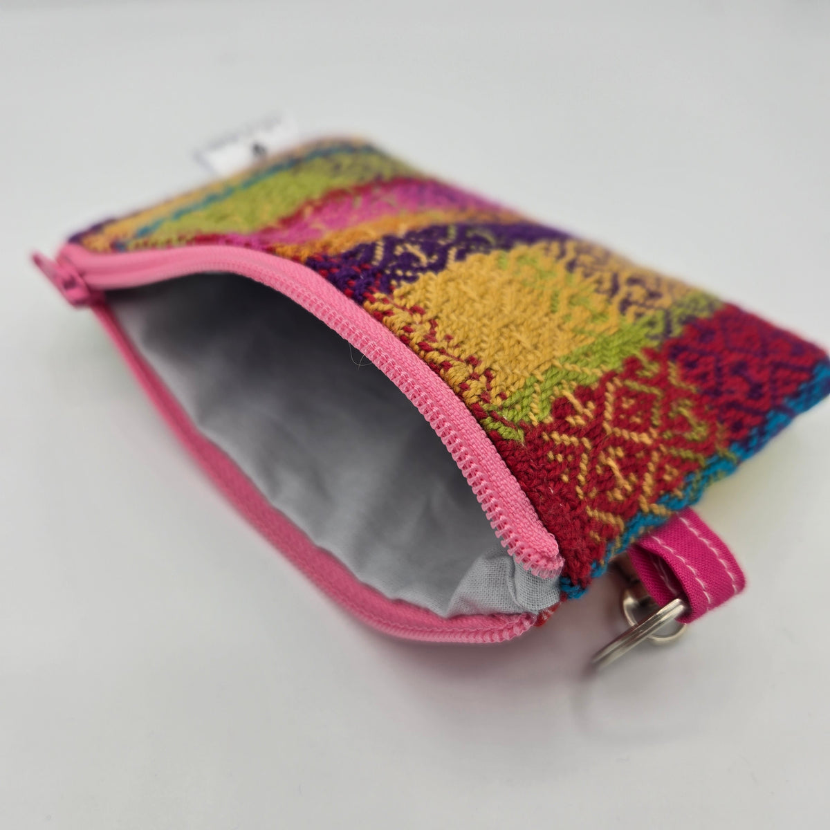 Mini Zipper Pouch | Handwoven Cotton | Rainbow Stripes