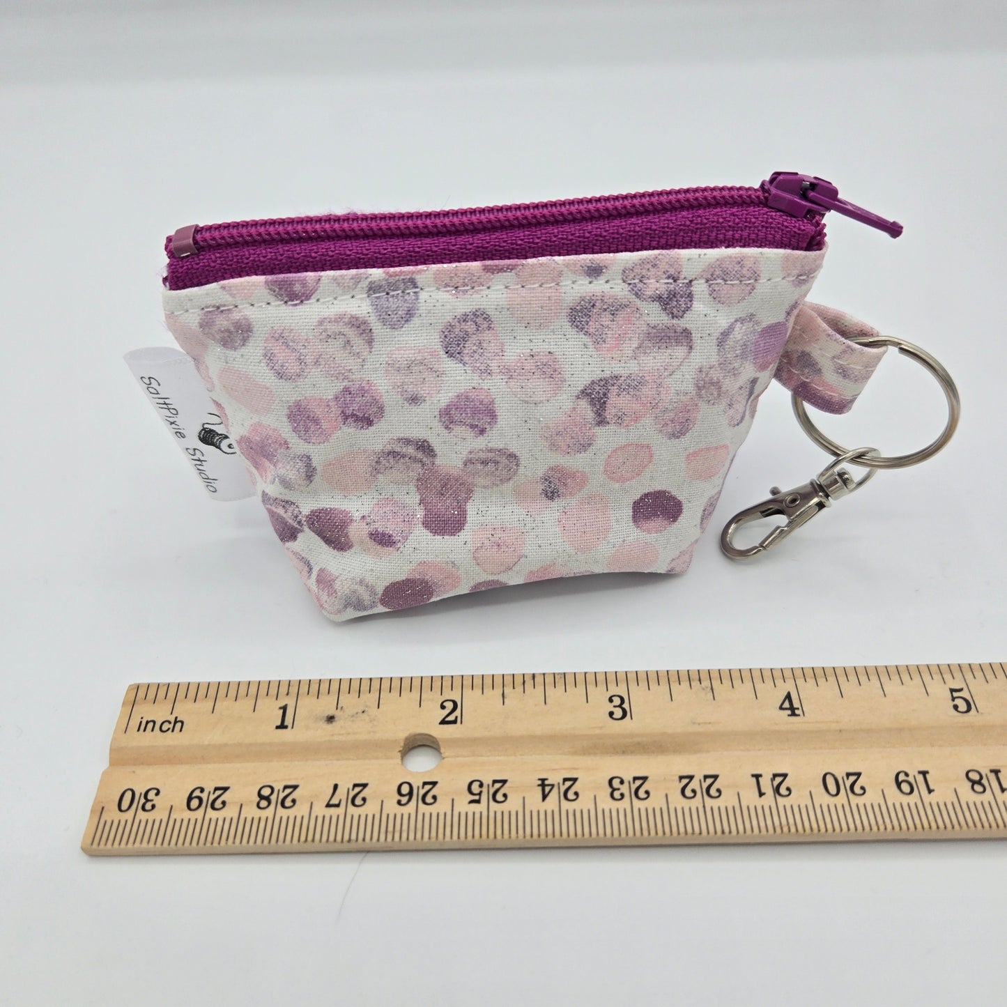 Super Tiny Mini Zip Clip Pouch | Handwoven & Tencel | Pink Diamonds and Bubbles
